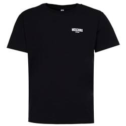 MOSCHINO Schwarzes Herren T-Shirt mit weißem Logo, Schwarz , Large von Moschino