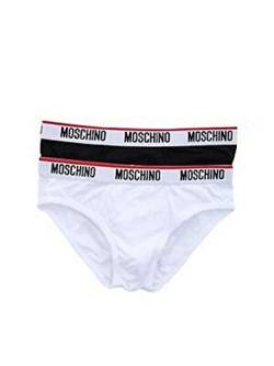 Moschino A4703 Bi-Pack Herren Slip Black/White, mehrfarbig, S von Moschino