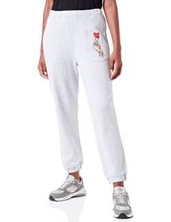 Moschino Damen Elastic Waist And Hems Personalised With Logo Embroidered Patch Casual Pants, Melange Light Gray, 48 EU von Moschino
