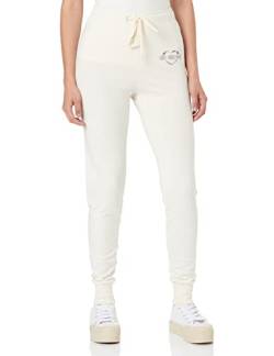 Moschino Damen Slim Fit Jog With Brand Heart Olographic Print Casual Pants, Cream, 38 EU von Moschino