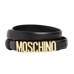 Moschino Gürtel Couture Medium schwarz matt mit Logo gold tg 40, Schwarz , 34 von Moschino