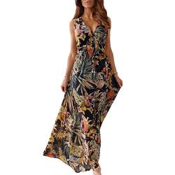 Mosestons Böhmisches Kleid für Damen, Lässiges Sexy Sommerkleid, ärmelloses Strandpartykleid,Schwarz,M von Mosestons