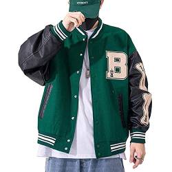 Moshtashio Herren College Jacke Baseballjacke Unisex Mode Sportjacke Sweatjacke Urban Stehkragen Streetwear (Grün, M) von Moshtashio