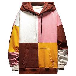 Moshtashio Hoodie Herren Kapuzenpullover Langarm Sweatshirts Basic Pullover Classic Männer Sweatjacke Unisex Casual Frühling Herbst Winter… (Rosa Gelb, 4XL) von Moshtashio