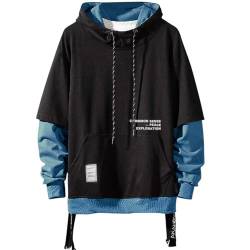 Moshtashio Kapuzenpullover für Herren, Patchwork Hoodie mit Kontrastfarbe Langarm Basic Sweatshirt Pullover mit Kapuze von Moshtashio