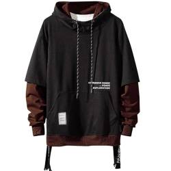 Moshtashio Kapuzenpullover für Herren, Patchwork Hoodie mit Kontrastfarbe Langarm Basic Sweatshirt Pullover mit Kapuze von Moshtashio