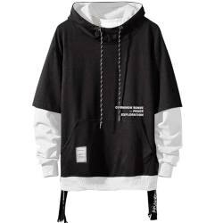 Moshtashio Kapuzenpullover für Herren, Patchwork Hoodie mit Kontrastfarbe Langarm Basic Sweatshirt Pullover mit Kapuze von Moshtashio