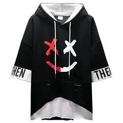 Moshtashio T-Shirt Herren Kapuzenpullover Sweatshirt Baumwolle Kurzarm mit Kapuze Patchwork Pullover mit Kontrastfarbe Unisex Frühling Sommer Herbst von Moshtashio