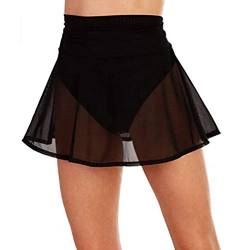 Damen Sexy Transparent Mesh Minirock Minirock Einfarbig Badeanzug Bikini Cover Up Beachwear (Schwarz, Small) von Mosiolya