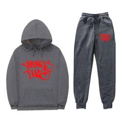 Minus Two Streetwear Trainingsanzüge Y2K Herren | Drucklose Hoodies und Jogginghosen Y2K Männer | Hip Hop Hose Streetwear Tracksuit Buchstaben Pullover Lässig Oberteile und Sporthosen (2 Stück Anzug) von Moslalo