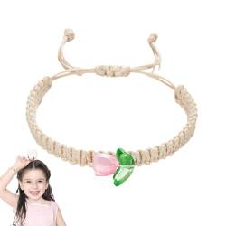 Moslalo Blumenarmband, handgefertigtes gewebtes Stoffarmband | Handgefertigtes gewebtes Boho-Armband,Verstellbares Bohemian-Armband mit Perlen für Teenager-Mädchen von Moslalo