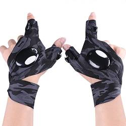 Moslalo LED-Handschuhe mit wasserdichten Lichtern | LED-Taschenlampen-Handschuhe | Finger-Fackelhandschuhe Gadgets für Männer wiederaufladbar | Leuchtende Handschuhe für Erwachsene von Moslalo