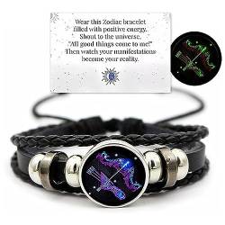Moslalo Soul Guardian Armband | Serene Manifestation Armband | 12 Sternbild-Sternzeichen-Geist-Armbänder | Im Dunkeln leuchtender gewebter Energieschmuck aus PU-Leder Astrologie-Geschenke für Frauen von Moslalo
