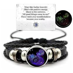 Moslalo Soul Guardian Armband | Serene Manifestation Armband | 12 Sternbild-Sternzeichen-Geist-Armbänder | Im Dunkeln leuchtender gewebter Energieschmuck aus PU-Leder Astrologie-Geschenke für Frauen von Moslalo