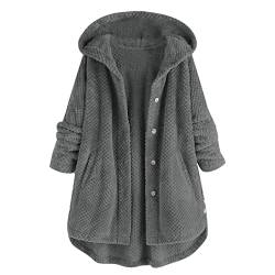 Langarm Plüschmantel Gefütterte Fleecejacke Damen Winterjacke Kapuzenpullover Teddymantel Weihnachten Winter Lang Freizeit Hochwertige Übergangsmantel Winterjacke Warmer Übergröße Damenmantel von Mosstars