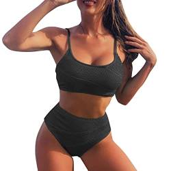 Mosstars Damen Bikini Set Bikini Triangel Badeanzug Push Up Bauchweg Bademode High Waist Push Up Bikini Set mit Zierausschnitten Raffung Zweiteiliger Badeanzug Bikinioberteil Bustier 2tlg Knot von Mosstars