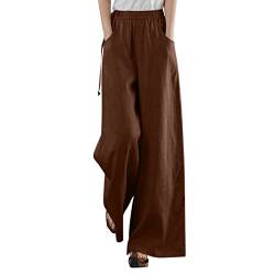 Mosstars Damen Haremshose Casual Leinen Hose mit Taschen Beach Pants Locker Sommerhose Lang Baumwollhose Weites Bein Chino Hose mit geradem Bein Wanderhose Weite Frühling Sommer Aesthetic Sporthose von Mosstars