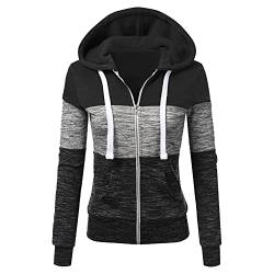 Mosstars Kapuzenpullover Strickjacke Warme Farbverlauf Vintage Kapuzenjacke Damen Hoodie Longsleeve Mit Ärmeln Weiche Durchgehendem Übergangsmantel Sweatjacke Gemütliche Reißverschluss Cardigan von Mosstars