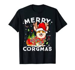 Corgi Hunde-Rentier Merry Corgmas Santa Corgi Weihnachten T-Shirt von Most Wonderful Christmas Co.