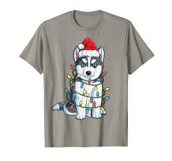 Siberian Husky Santa Christmas Tree Lights Xmas Gifts Boys T-Shirt von Most Wonderful Christmas Co