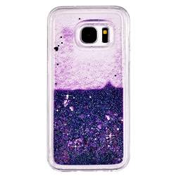 Galaxy S7 Hülle Glitzer Flüssig Lila, Liquid Flüssige Treibsand Fließend Bling Glitter Weich Silikon Durchsichtig Bumper Case Flüssigkeit Glitzer Schutzhüllen Kompatibel mit Samsung Galaxy S7 G9300 von Moteen