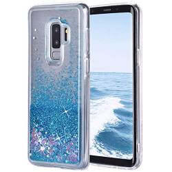 Hülle Galaxy S9 Plus Glitzer Flüssig Blau, Liquid Flüssige Treibsand Bling Glitter Weich Silikon Durchsichtig Bumper Case Flüssigkeit Glitzer Schutzhülle Kompatibel mit Samsung Galaxy S9+ Plus G965 von Moteen