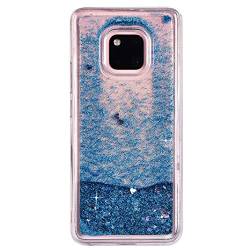 Kompatibel mit Huawei Mate 20 Pro Hülle Glitzer Flüssig Blau, Flüssige Fließend Bling Glitter Quicksand Case Weich Silikon TPU Durchsichtig Flüssigkeit Glitzer Tasche Handyhülle für Huawei Mate20 Pro von Moteen