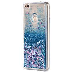 Kompatibel mit Huawei P8 Lite 2017 Hülle Flüssig Blau, Liquid Flüssige Fließend Glitter Treibsand Silikon Durchsichtig Bumper Case Flüssigkeit Glitzer Schutzhülle für Huawei P9 Lite 2017/Nova Lite von Moteen