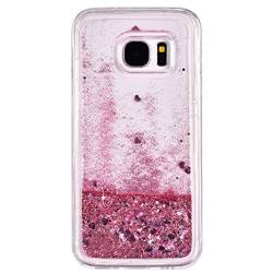 Kompatibel mit Samsung Galaxy S7 Handyhülle Silikon Glitzer Rosa, Flüssige Fließend Glitzer Quicksand TPU Silikon Transparent Cover Etui Flüssigkeit Glitter Case Handytasche Kompatibel mit Samsung S7 von Moteen