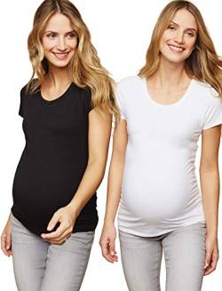 Motherhood Maternity Damen Bumpstart 2 Pack Short Sleeve Tee T-Shirt, schwarz/weiß, Groß von Motherhood Maternity