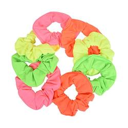 Motique Accessories 8er-Set Neonfarben Solid Scrunchies Haar Scrunchy (Rosa Gelb Grün Orange) von Motique Accessories