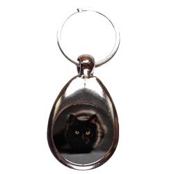 MotivMonster - schwarze Main-Coon Katze - Schlüsselanhänger mit Einkaufswagenchip - Handmade - aus Metall mit magnetischem Chip - Anhänger mit Einkaufschip von MotivMonster