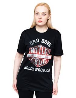 Motley Crue T Shirt Bad Boys Shield Distressed Band Logo offiziell Unisex XL von Motley Crue