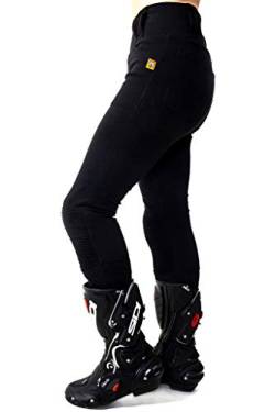 Motogirl Ribbed Knee Aramid Motorrad Leggings 100% mit Kevlar gefütterte Motorradhose Damen mit Protektoren - Schwarz Größe 52 Kurz von Motogirl