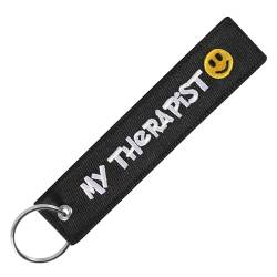 Mein Therapist - Motorrad-Schlüsselanhänger - Geschenk für Motorradfahrer - Schlüsselanhänger aus Stoff keine Kratzer - Motorradzubehör, Metall von Motozupply