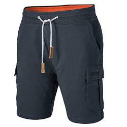 Mount Swiss Cargo Shorts Herren I Bermuda Shorts für Herren mit 6 Taschen & Klett- BZW. Reiß-Verschluss I Freizeit Cargo Hose Herren I Größe L,Navy von Mount Swiss