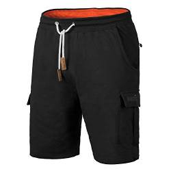 Mount Swiss Cargo Shorts Herren I Bermuda Shorts für Herren mit 6 Taschen & Klett- BZW. Reiß-Verschluss I Freizeit Cargo Hose Herren I Größe M, Schwarz von Mount Swiss