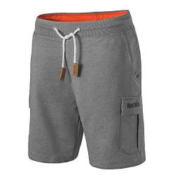 Mount Swiss Cargo Shorts Herren I Bermuda Shorts für Herren mit 6 Taschen & Klett- BZW. Reiß-Verschluss I Freizeit Cargo Hose Herren I Größe XL, Stahlgrau von Mount Swiss