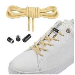 Mount Swiss - Elastische Schnürsenkel mit Metallkapseln Schnürsenkel ohne binden Schnellschnürsystem - 120cm individuell kürzbar - mit Kapseln für Sneaker, Laufschuhe, Sportschuhe Farbe Beige von Mount Swiss