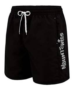 Mount Swiss Herren Badehose Lenny mit seitlichen Taschen und Gesäßtasche I Bequeme Badeshorts in Farbe Black, Gr. 3XL von Mount Swiss