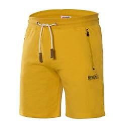 Mount Swiss Kurze Freizeithose Herren Liam I Kurze Sweatpants Herren mit Taschen I Sport Shorts Herren Übergröße Yellow, 4XL von Mount Swiss