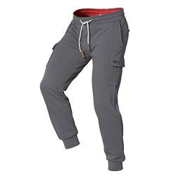 Mount Swiss Lange Freizeithose Herren Cargo I Lange Sweatpants Herren mit Taschen - 2 Seiten- und 2 Gesäßtaschen mit Reißverschluß I Sport Hose Herren Farbe: Stahlgrau, Größe M von Mount Swiss