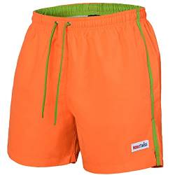 Mount Swiss Männer Badehose Dario mit seitlichen Taschen Gesäßtasche I Modische Herren Shorts Schwimmen Freizeit Wassersport I Badeshorts in der Farbe Orange, Größe L von Mount Swiss