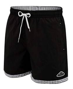 Mount Swiss hochwertige Badeshorts Lukas Herren Jungen mit Sun-Protection I Moderne Männer Badehose I Stylische Herren Shorts Schwimmen Freizeit Wassersport Beach I Farbe: Black, Gr. 4XL von Mount Swiss