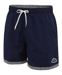 Mount Swiss hochwertige Badeshorts Lukas Herren Jungen mit Sun-Protection I Moderne Männer Badehose I Stylische Herren Shorts Schwimmen Freizeit Wassersport Beach I Farbe: Navy Blue, Gr. 4XL von Mount Swiss