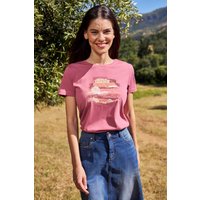 Landscape Tree Ring Bio-Baumwoll Damen T-Shirt - Dunkel-Pink von Mountain Warehouse