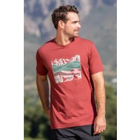 Linear Mountain Bio-Baumwoll Herren T-Shirt - Burgunderrot von Mountain Warehouse