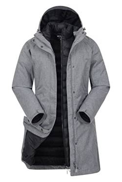 Mountain Warehouse Alaskan 3-in-1 Damen Winter Mantel - Lange, wasserdichte Winterjacke, Warme Steppjacke Innenjacke mit Reißverschluss & Kapuze Dunkelgrau 34 von Mountain Warehouse