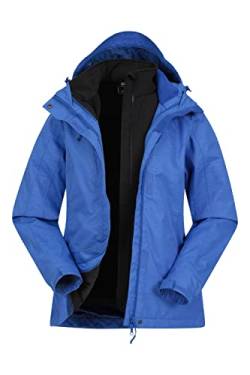 Mountain Warehouse Bracken Extreme Wasserdichte 3-in-1-Damenjacke - Atmungsaktive Regenjacke, Thermo-Funktionsjacke, mit abnehmbarer Kapuze - Für Winter & Wandern Blau 36 von Mountain Warehouse