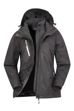 Mountain Warehouse Bracken Extreme Wasserdichte 3-in-1-Damenjacke - Atmungsaktive Regenjacke, Thermo-Funktionsjacke, mit abnehmbarer Kapuze - Für Winter & Wandern Schwarz 40 von Mountain Warehouse